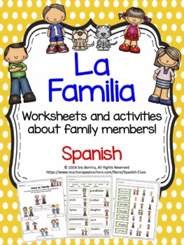 Preview of Familia - SPANISH  Family worksheets & flashcards / Distance Learning