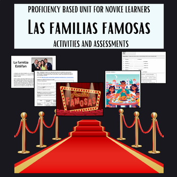 Preview of Familias Famosas y Adjetivos Unit for Spanish Novice Learners