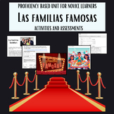 Familias Famosas y Adjetivos Unit for Spanish Novice Learners