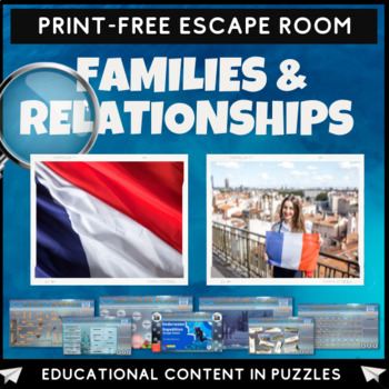 Preview of Families & Relationships French Quiz Escape Room