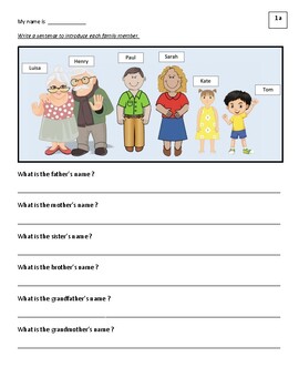 Family – 12 Worksheets : Introduce name of the family members - Eng/ESL -  Lev1/2