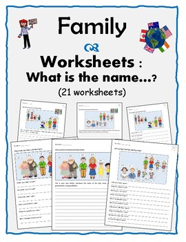 Preview of Family – 21 Worksheets : Introduce name of the family members - Eng/ESL - Lev2/2