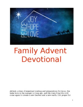 Preview of Family Advent Devotional for Church, home or school