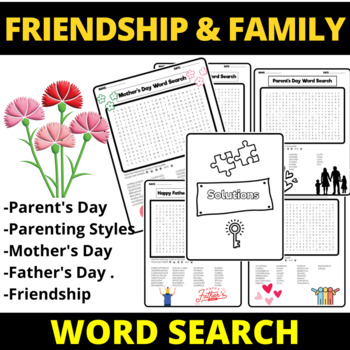Preview of Family And Friendship Word Search  | End of the year Activities