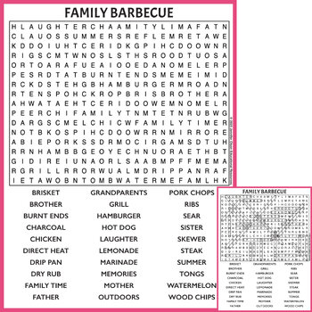 Preview of Family Barbecue Word Search