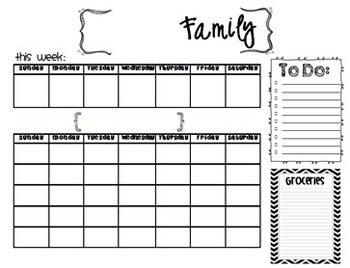 Tilbagebetale Problemer Prøve Family Calendar Printable by Creative Classroom Lessons | TPT