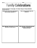 Family Celebrations worksheet