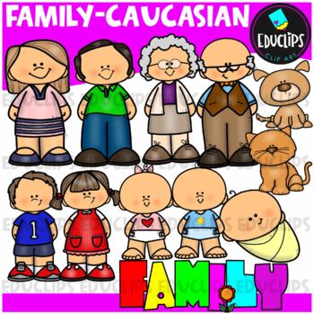 Preview of Caucasian Family Clip Art Set {Educlips Clipart}