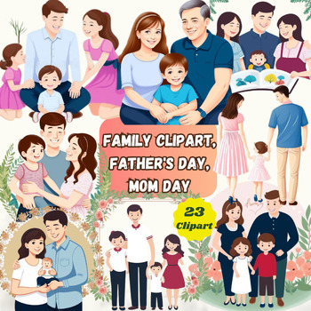 Preview of Family Clipart, Father's Day, Mom Day