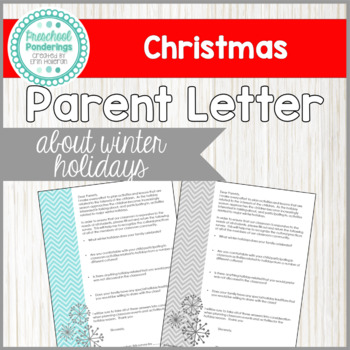 Preview of Family Communication - Parent letter about winter holidays