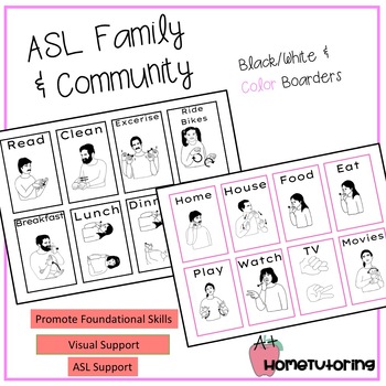 Preview of Family & Community Flashcards B/W & Color Boarders