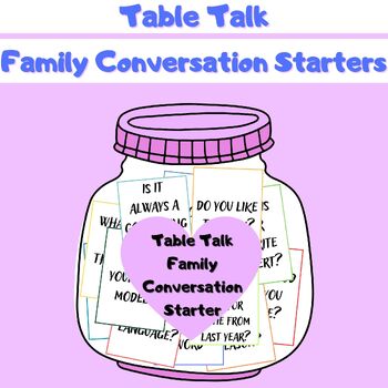Preview of Family Conversation Starter | Table Talk - Dinner Table Idea For Families