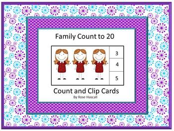 Preview of Family Counting to 20 Count and Clip Cards Kindergarten Special Education Math