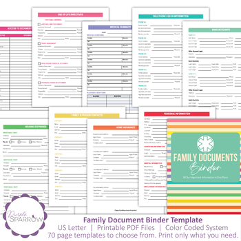 Preview of Family Document Binder Template | PDF File | What If? In case of Emergency