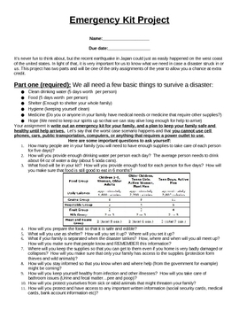 Preview of Family Emergency Kit Projcet