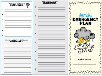 Preview of Family Emergency Plan Trifold Disaster Preparedness (NOT editable)
