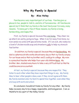 descriptive essay about family brainly