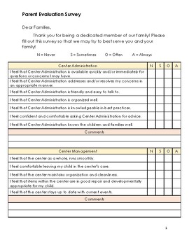 Family Evaluation (for your center) by Creations by Kasey | TPT