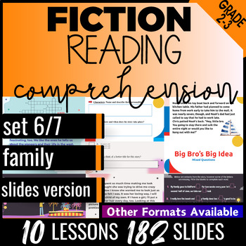Preview of Family Fiction Reading Comprehension Google Slides Digital Resources