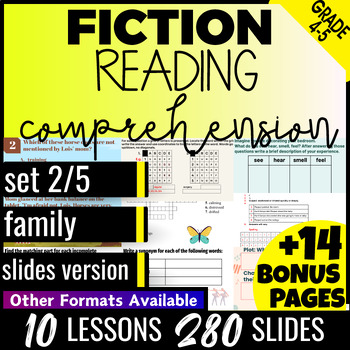 Preview of Family Fiction Reading Comprehension Google Slides Digital Resources Grade 4-5