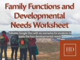 Family Functions and Developmental Needs Worksheet