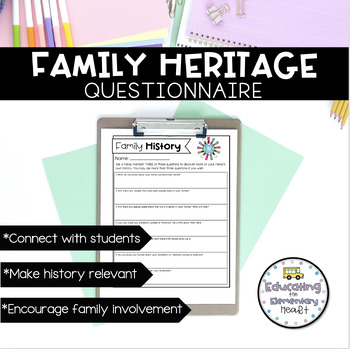 Preview of No Prep Family Heritage Questionnaire | US History