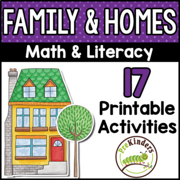 Preview of Family & Homes Printable Math & Literacy Activities for Pre-K, Preschool