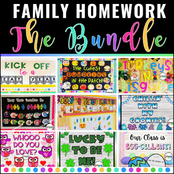 Preview of Family Homework Monthly Projects THE BUNDLE | Bulletin Boards for the year! K, 1