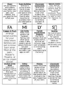 Preview of Family Involvement BINGO