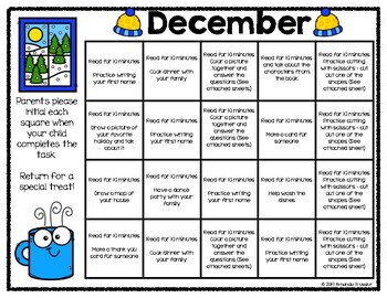 Family Involvement Calendar - December by Amanda Tressler | TpT