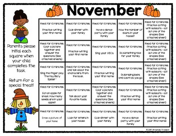 Family Involvement Calendar - November by Amanda Tressler | TPT