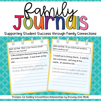 Preview of Family Journal Prompts- Connecting Schools and Families!