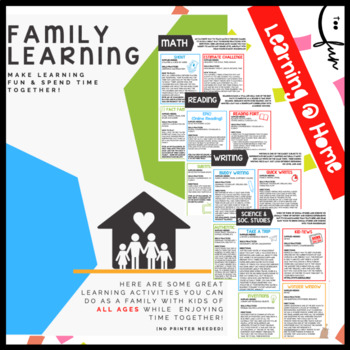 Family Learning Activities/Ideas - Distance Learning by School's Not Boring