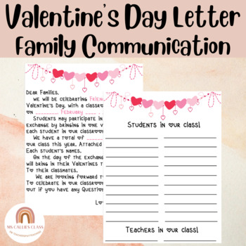 Preview of Family Letter- Valentine's Day Exchange/ Friendship Day Letter
