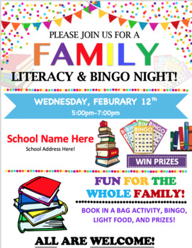 Preview of Family Literacy/Bingo Night Flyer