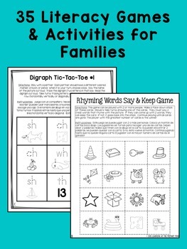 family literacy games take home reading activities for