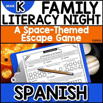 Preview of Family Literacy Night Science Night Kindergarten Space Escape Game in SPANISH