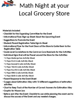Preview of Family Math Night Grocery Store activity in English &Spanish(editable&fillable)