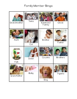 Preview of Family Member Bingo