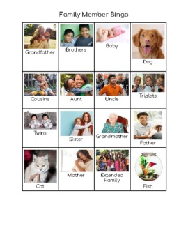 Family Member Bingo by Cypress Classroom | TPT