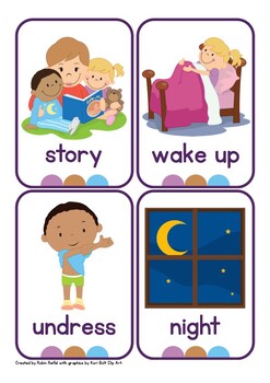 Bedtime Vocabulary Flash Cards by Robin Reifel | TpT