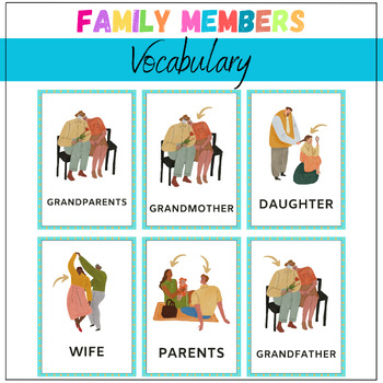 Preview of Family Members Picture Word Flash Cards