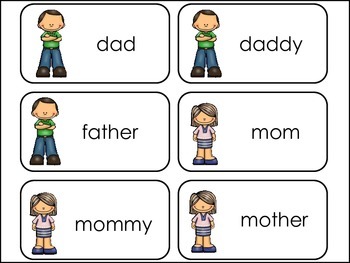 Preview of Family Members Picture Word Flash Cards.