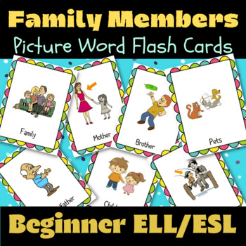Preview of Family Members Picture Word Flash Cards - Memory Game - Vocabulary