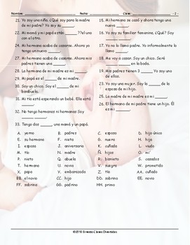 Family Members Spanish Crossword Puzzle by English and Spanish Language