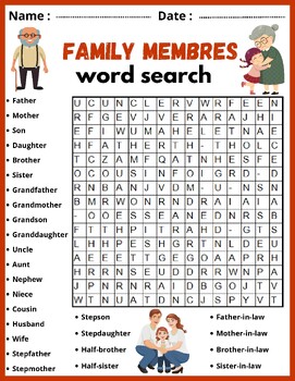 Family Members Word Search puzzles worksheet activity by Teaching By ...