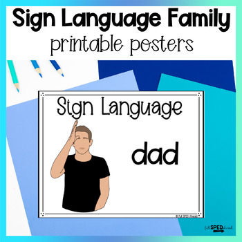 Preview of Family Members Words ASL Sign Language Printable Bulletin Board Posters Lessons