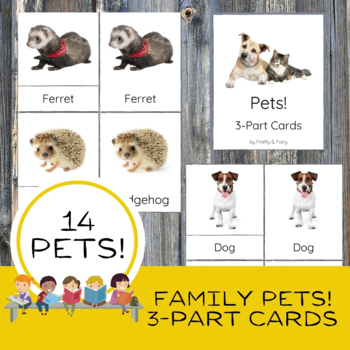 Preview of Family Pets 3 Part Cards Montessori Science Vocabulary