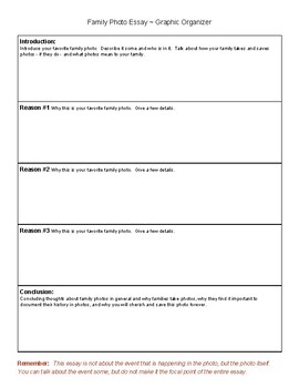 Preview of Family Photo Essay Graphic Organizer