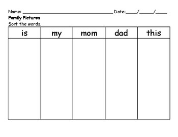 Preview of Family Pictures (Getting Started Lesson 19) - Sort the Words by Font Worksheet